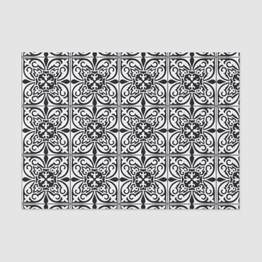 Marokkaanse tegel - wit met zwarte achtergrond tissuepapier (Voorkant)