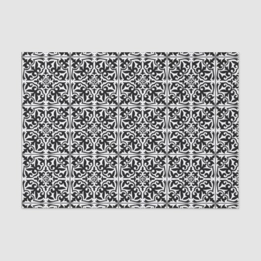 Marokkaanse tegel - wit met zwarte achtergrond tissuepapier (Voorkant)