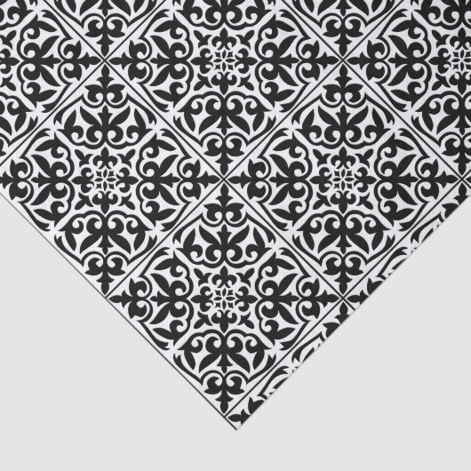 Marokkaanse tegel - wit met zwarte achtergrond tissuepapier (Detail)
