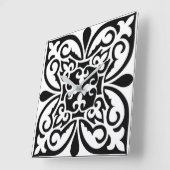 Marokkaanse tegel - wit met zwarte achtergrond vierkante klok (Hoek)