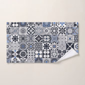 Marokkaanse tegel zwart, blauw, grijs bad handdoek (Handdoek)