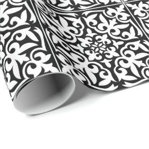 Marokkaanse tegel - zwart met witte achtergrond cadeaupapier