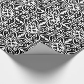 Marokkaanse tegel - zwart met witte achtergrond cadeaupapier (Hoek)