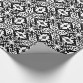 Marokkaanse tegel - zwart met witte achtergrond cadeaupapier (Hoek)