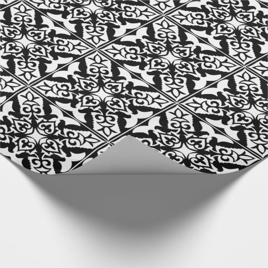 Marokkaanse tegel - zwart met witte achtergrond cadeaupapier (Hoek)