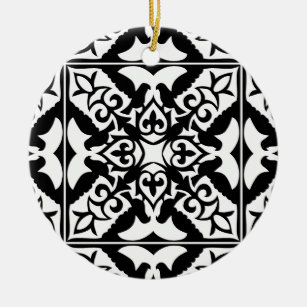 Marokkaanse tegel - zwart met witte achtergrond keramisch ornament