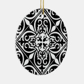 Marokkaanse tegel - zwart met witte achtergrond keramisch ornament (Rechts)