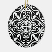 Marokkaanse tegel - zwart met witte achtergrond keramisch ornament (Links)