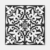 Marokkaanse tegel - zwart met witte achtergrond magneet (Voorkant)