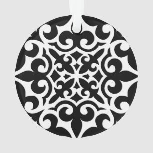 Marokkaanse tegel - zwart met witte achtergrond ornament