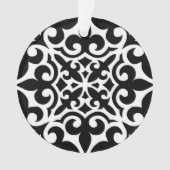 Marokkaanse tegel - zwart met witte achtergrond ornament (voorkant)