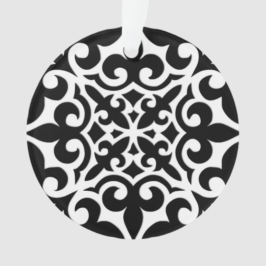 Marokkaanse tegel - zwart met witte achtergrond ornament (voorkant)