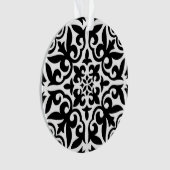Marokkaanse tegel - zwart met witte achtergrond ornament (voorkant)
