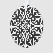 Marokkaanse tegel - zwart met witte achtergrond ornament (voorkant)