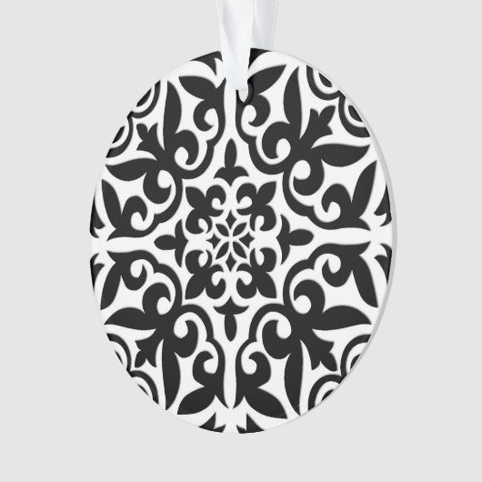 Marokkaanse tegel - zwart met witte achtergrond ornament (voorkant)