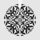 Marokkaanse tegel - zwart met witte achtergrond ornament (voorkant)