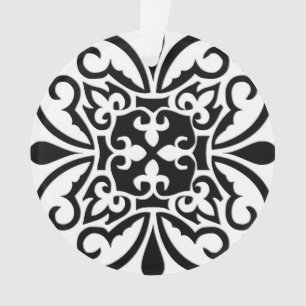Marokkaanse tegel - zwart met witte achtergrond ornament