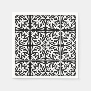 Marokkaanse tegel - zwart met witte achtergrond servetten