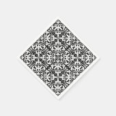 Marokkaanse tegel - zwart met witte achtergrond servetten (Hoek)