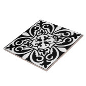 Marokkaanse tegel - zwart met witte achtergrond tegeltje (Zijkant)