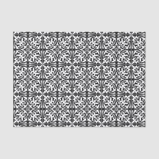 Marokkaanse tegel - zwart met witte achtergrond tissuepapier (Voorkant)