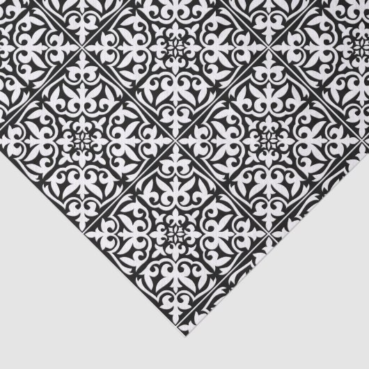 Marokkaanse tegel - zwart met witte achtergrond tissuepapier (Detail)
