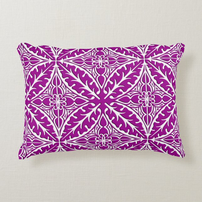 Marokkaanse tegels - amethyst paars en wit accent kussen (Voorkant)