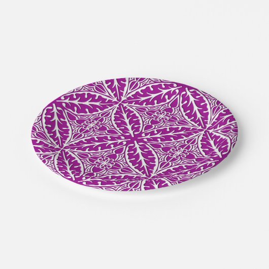 Marokkaanse tegels - amethyst paars en wit papieren bordje (Gekanteld)