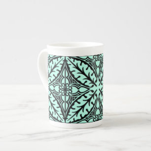 Marokkaanse tegels - aqua blauw en zwart porselein kop
