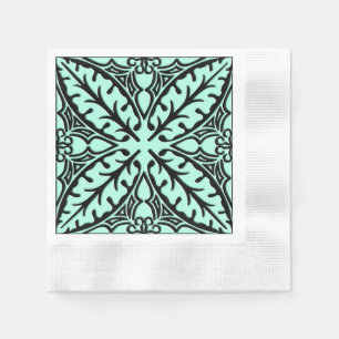 Marokkaanse tegels - aqua blauw en zwart servetten