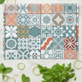 Marokkaanse tegels - blauw en bruin theedoek (Gevouwen)