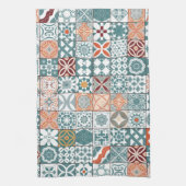 Marokkaanse tegels - blauw en bruin theedoek (Verticaal)