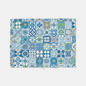 Marokkaanse tegels - blauw en groen fleece deken (Voorkant (Horizontaal))