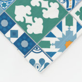 Marokkaanse tegels - blauw en groen fleece deken (Hoek)