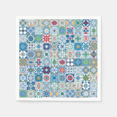 Marokkaanse tegels - blauw en rood servet (Voorkant)