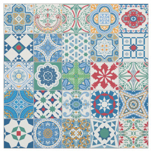 Marokkaanse tegels - blauw en rood stof