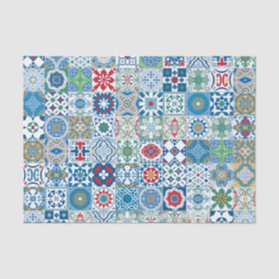Marokkaanse tegels - blauw en rood tissuepapier
