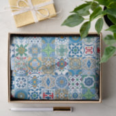 Marokkaanse tegels - blauw en rood tissuepapier (Geschenk)