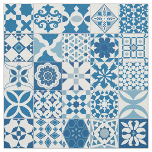 Marokkaanse tegels - blauw en wit stof