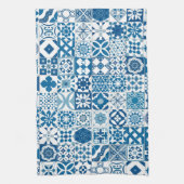 Marokkaanse tegels - blauw en wit theedoek (Verticaal)