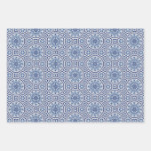 Marokkaanse tegels, blauwe tegel, All-Over Print Inpakpapier Vel (Voorkant 3)
