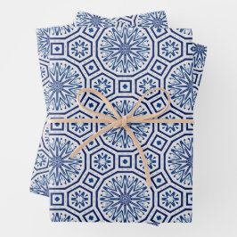 Marokkaanse tegels, blauwe tegel, All-Over Print Inpakpapier Vel