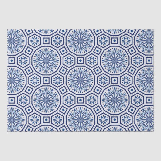 Marokkaanse tegels, blauwe tegel, All-Over Print Tissuepapier (Voorkant)