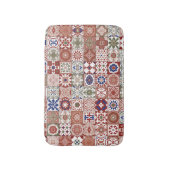 Marokkaanse tegels - Bourgogne en blauw Badmat (Voorkant Verticaal)