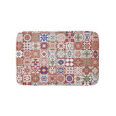 Marokkaanse tegels - Bourgogne en blauw Badmat (Voorkant)