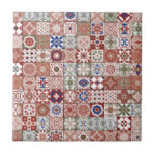 Marokkaanse tegels - Bourgogne en blauw Tegeltje (Voorkant)