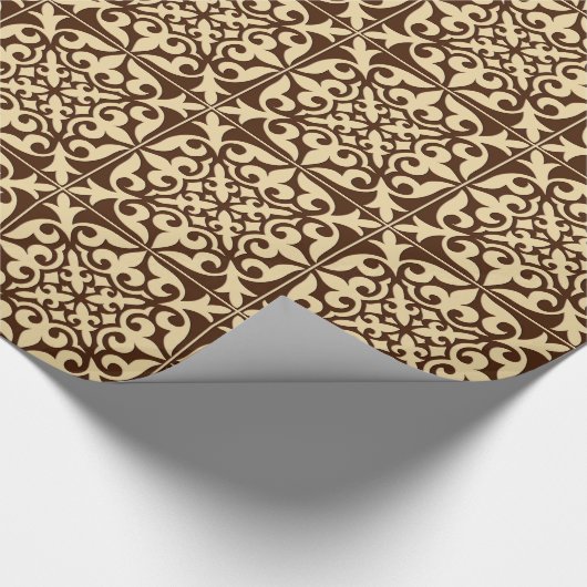 Marokkaanse tegels - chocoladebruin en beige cadeaupapier (Hoek)