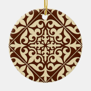 Marokkaanse tegels - chocoladebruin en beige keramisch ornament