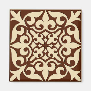 Marokkaanse tegels - chocoladebruin en beige magneet