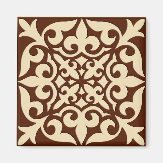 Marokkaanse tegels - chocoladebruin en beige magneet (Voorkant)